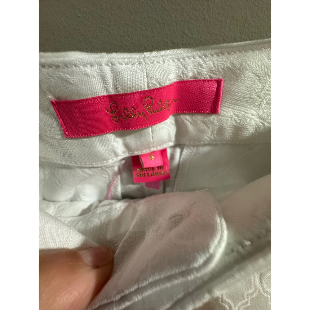 Lilly Pulitzer Kelly Ankle Pants Jacquard Trellis Size 8 White Womens - Picture 3 of 7